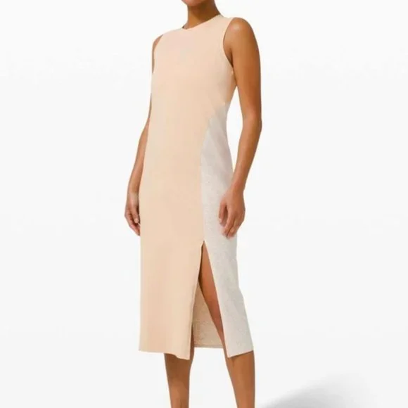 Lululemon LA Midi Dress Cafe Au Lait/Heather Cashew - Picture 2 of 4